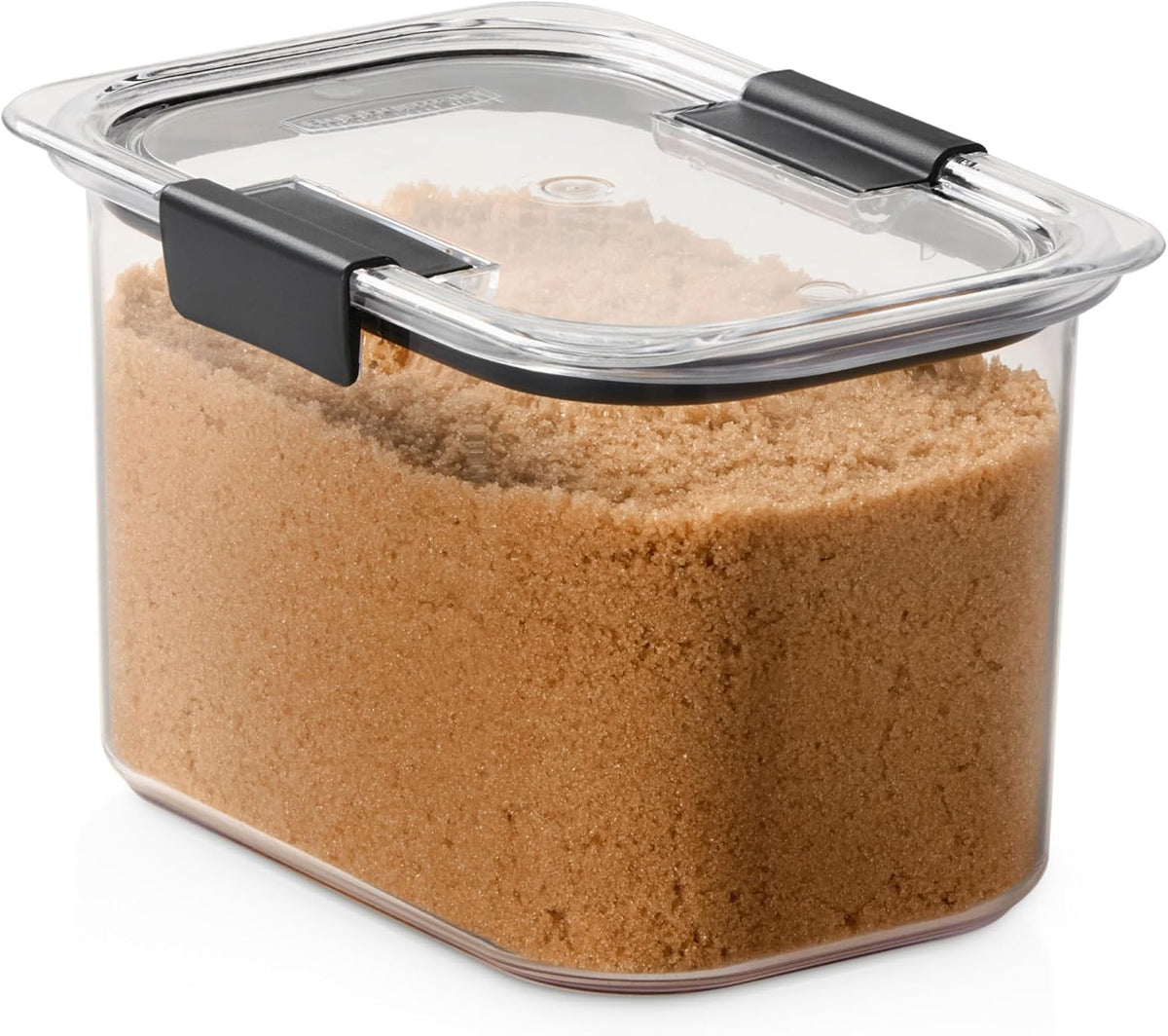 Rubbermaid Brilliance Airtight Food Storage Container, 7.8 Cup, BPA-Free, Clear/Grey, Ideal for Brown Sugar