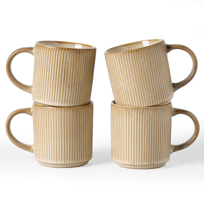 famiware Coffee Mug Set of 4, Star 12 oz Ceramic Mugs Cups Set with Handle