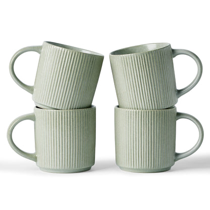 famiware Coffee Mug Set of 4, Star 12 oz Ceramic Mugs Cups Set with Handle