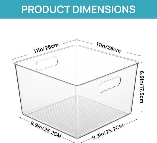 Vtopmart 4 Pack Extra Large Clear Storage Bins, 11x11 Cube Organizer