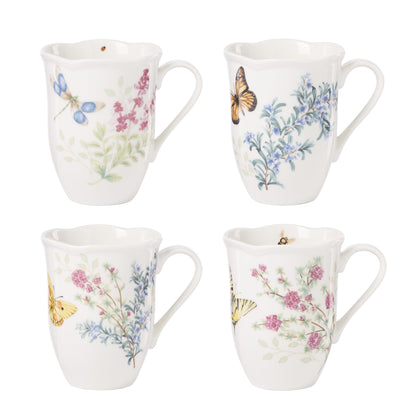 Lenox Butterfly Meadow Herbs Porcelain Mug Set for 4, 12oz