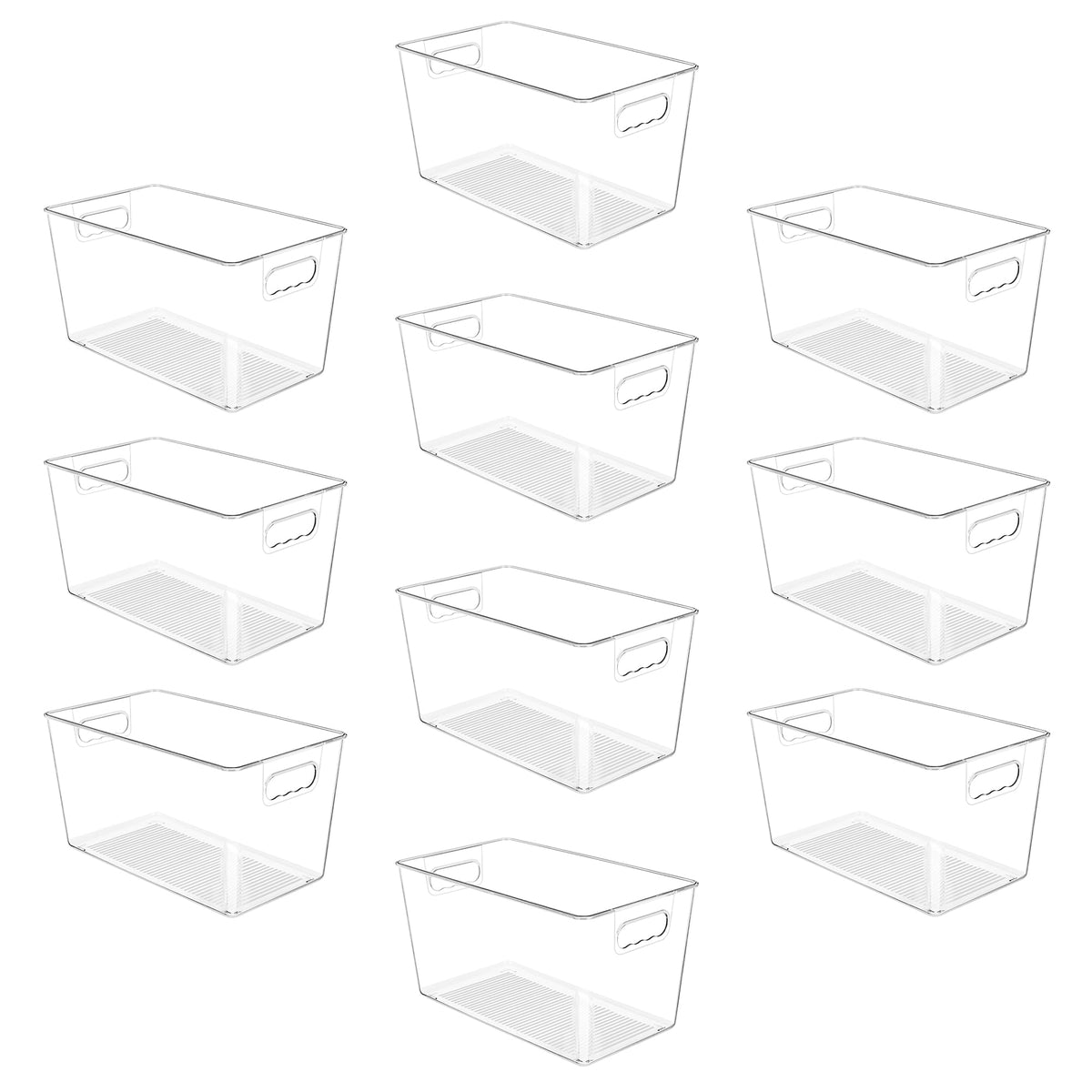 YIHONG 4 Pack Clear Storage Bins, Pantry Organizer Bins with Handle, Small
