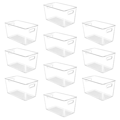YIHONG 4 Pack Clear Storage Bins, Pantry Organizer Bins with Handle, Small