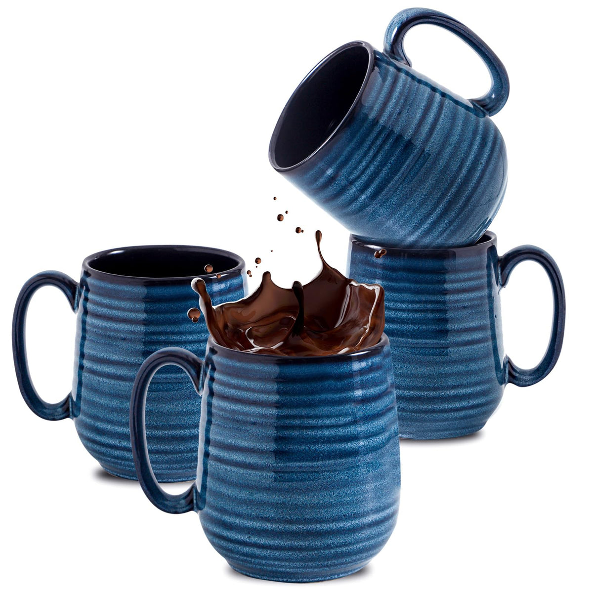 HASENSE Coffee Mugs, Reactive Glaze Coffee Cup Set of 6