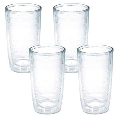 Tervis Clear & Colorful Tabletop Made in USA Double Walled Insulated Tumbler Travel Cup Keeps Drinks Cold & Hot, 16oz Mug, Clear