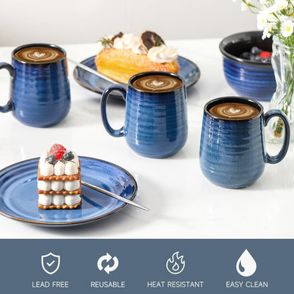 HASENSE Coffee Mugs, Reactive Glaze Coffee Cup Set of 6