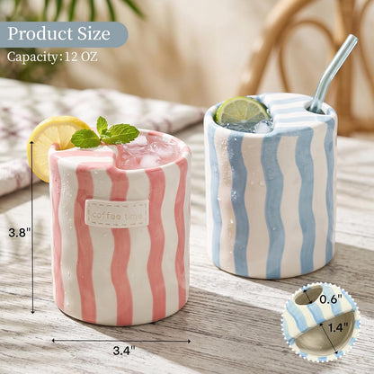 Ceramic Coffee Mug 2 Pack, 12oz Ceramic Coffee Cup with Sip Hole