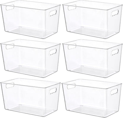 Vtopmart 6 Pack Clear Storage Bins, Pantry Storage Bins with Handle, XL