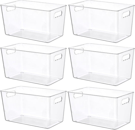 Vtopmart 6 Pack Clear Storage Bins, Pantry Storage Bins with Handle, XL