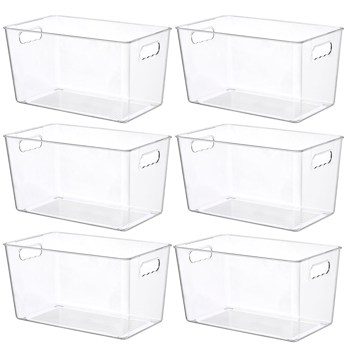 Vtopmart 6 Pack Clear Storage Bins, Pantry Storage Bins with Handle, XL