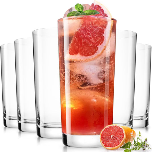 Drinking Water Glass Cups Set,Crystal Highball Glasses cups set of 6,16oz