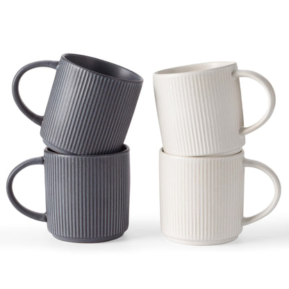 famiware Coffee Mug Set of 4, Star 12 oz Ceramic Mugs Cups Set with Handle