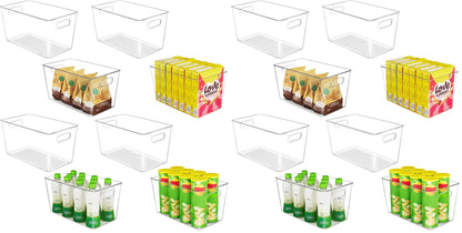 YIHONG 4 Pack Clear Storage Bins, Pantry Organizer Bins with Handle, Small