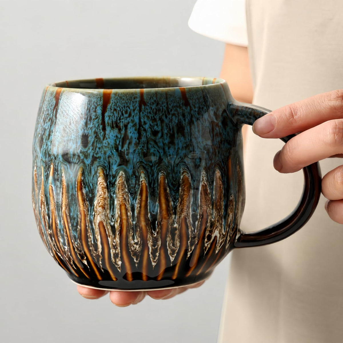 Large Ceramic Coffee Mug - 20oz Big Tea Cup, Green
