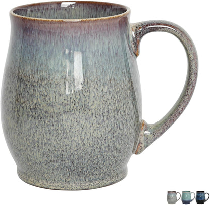 Bosmarlin Extra Large Ceramic Coffee Mug, 25 Oz, Dishwasher and Microwave Safe, Big Oversized Tea Cup, Reactive Glaze (Forest Night, 25 Oz)