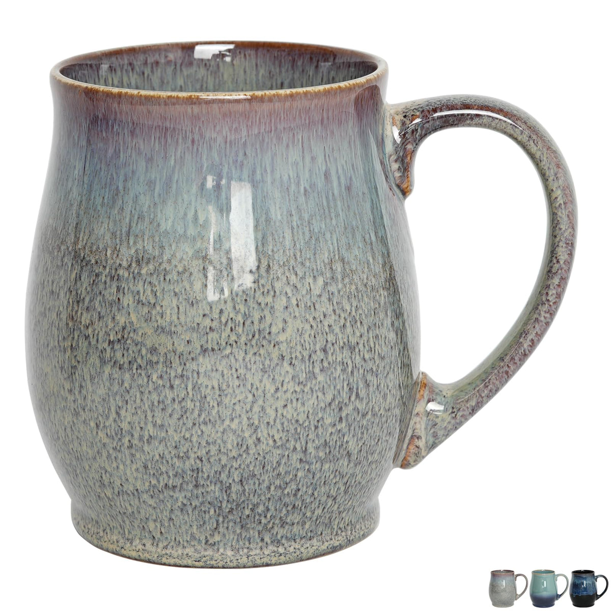 Bosmarlin Extra Large Ceramic Coffee Mug, 25 Oz, Dishwasher and Microwave Safe, Big Oversized Tea Cup, Reactive Glaze (Forest Night, 25 Oz)