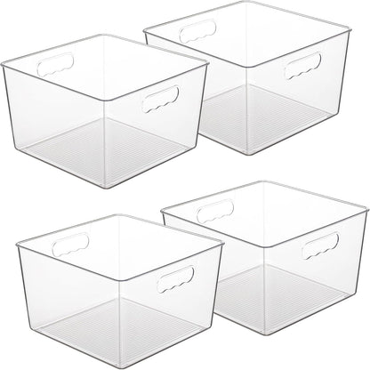 Vtopmart 4 Pack Extra Large Clear Storage Bins, 11x11 Cube Organizer