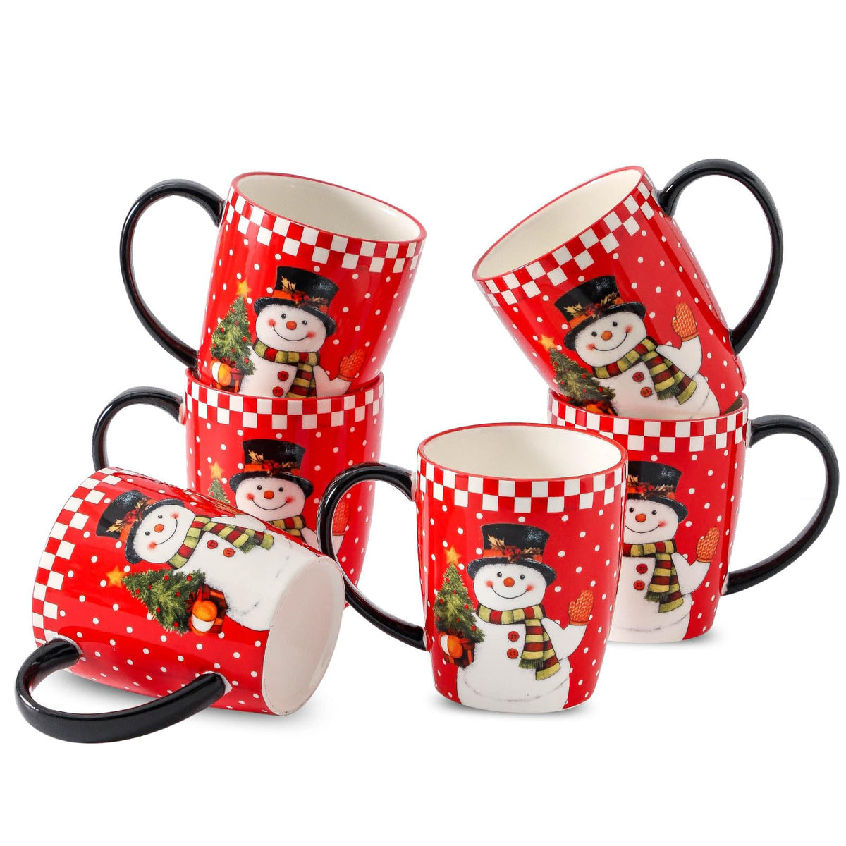 HASENSE Coffee Mugs, Reactive Glaze Coffee Cup Set of 6