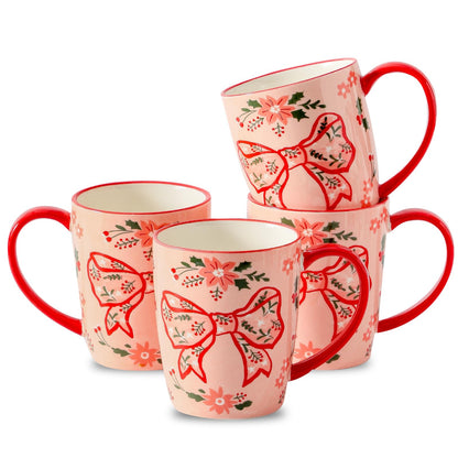 HASENSE Coffee Mugs Set of 4, 15oz Ceramic Coffee Cups with Handle, Two-Tone Design for Cappuccino Latte Tea, Large Microwave Dishwasher SafeMug Set, Housewarming Gift, Creamy White