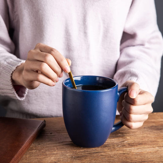 AmorArc 12oz Coffee Mugs Set of 12, Ceramic Coffee Cups Set-Matte Blue