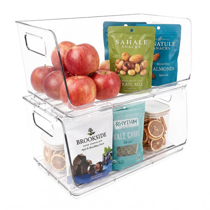 ClearSpace Stackable Storage Bins, Front Pantry Organizer, Medium, 4 Pack