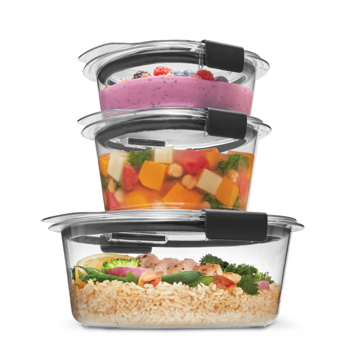 Rubbermaid Brilliance Food Storage Containers, Set of 5 (10 Pieces), BPA-Free, Leak-Proof, Clear