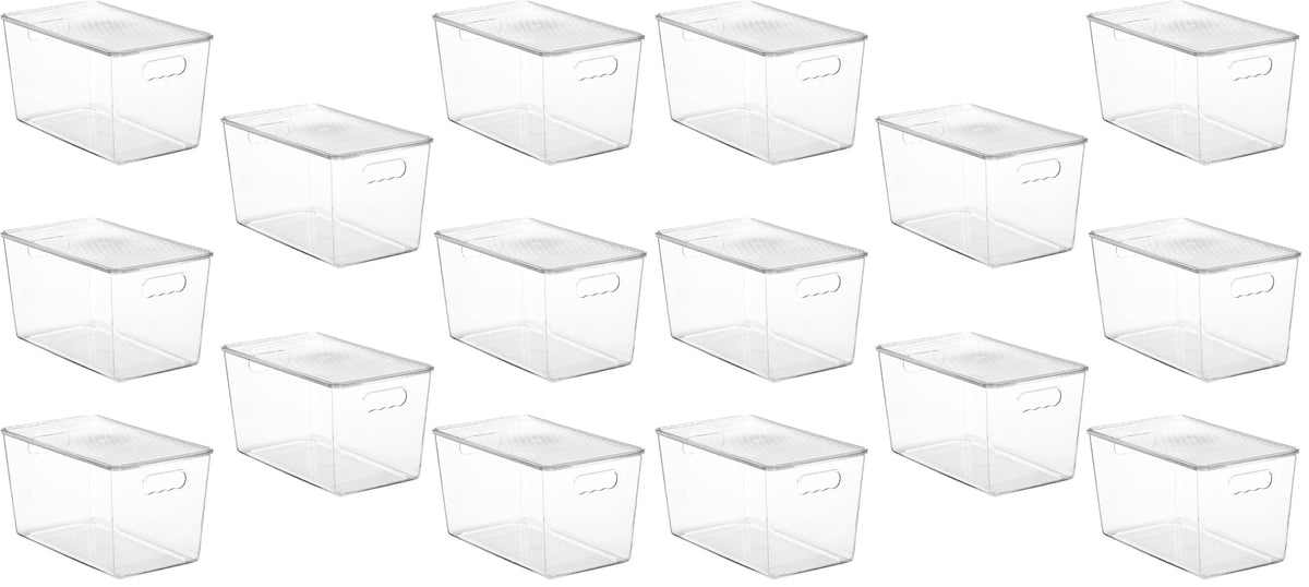 Vtopmart 4 Pack Clear Stackable Storage Bins with Lids and Handles, XLarge