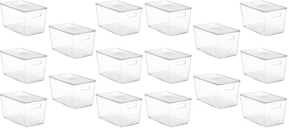 Vtopmart 2 Pack Clear Stackable Storage Bins with Lids and Handles, Large