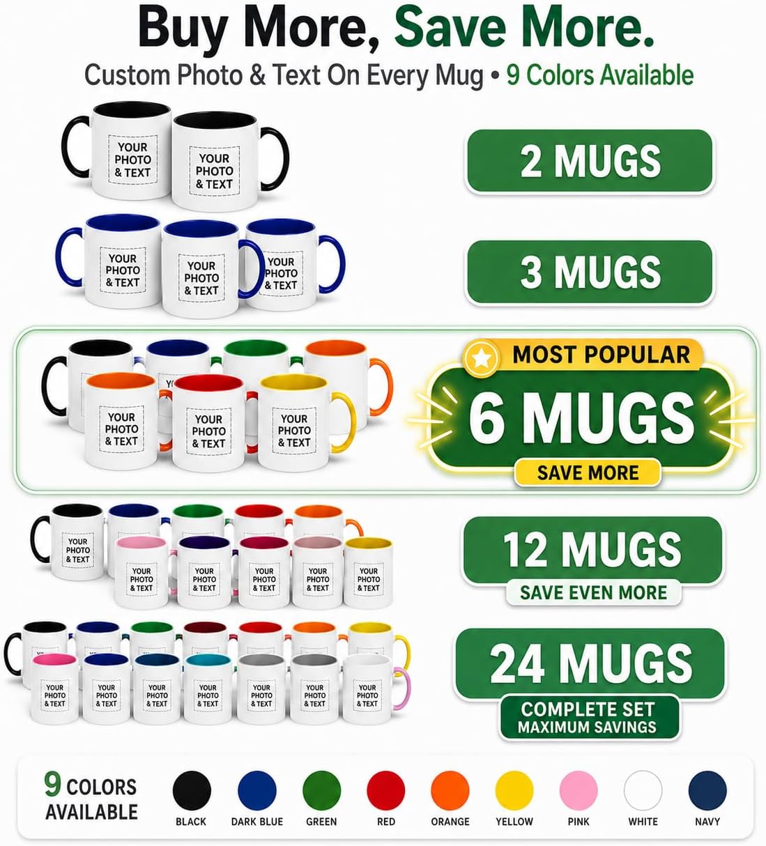 Custom Coffee Mug Personalized Photo Text Ceramic Cup 11 oz Both Sides