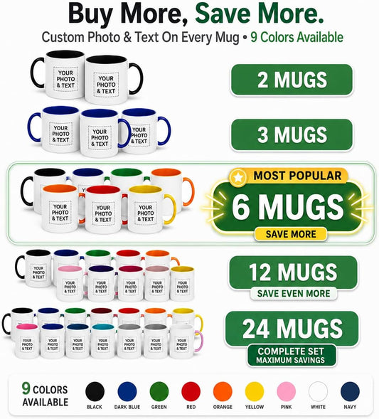 Custom Coffee Mug Personalized Photo Text Ceramic Cup 11 oz Both Sides