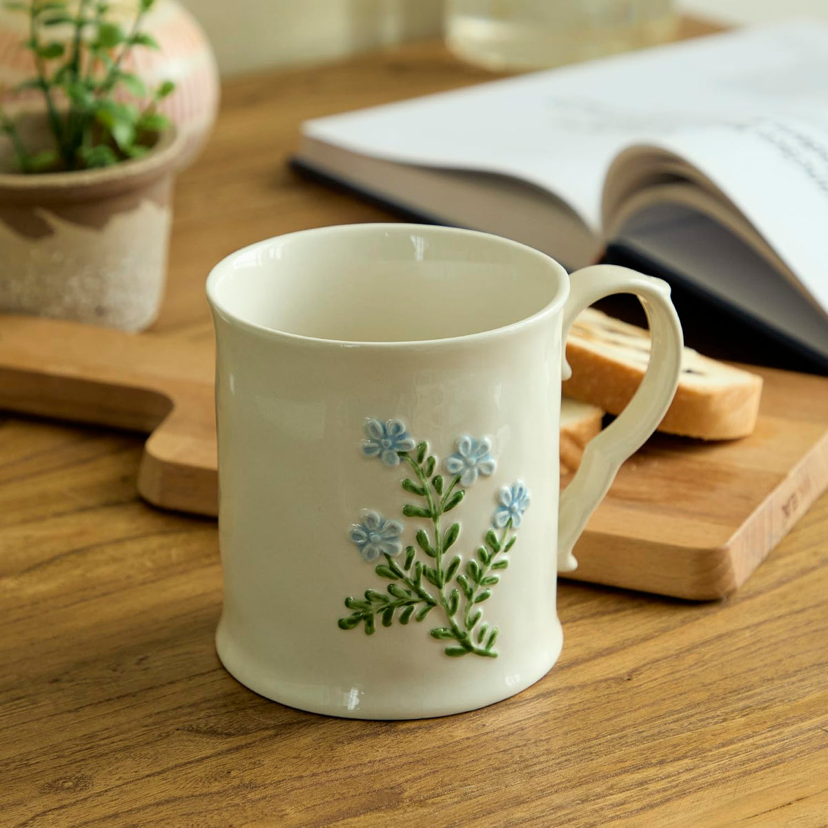 2 Pack Floral Ceramic Coffee Mugs - Yellow and Blue Flowers, Hand-Painted, Microwave & Dishwasher Safe, Ideal for Cappuccino, Tea, Hot Chocolate