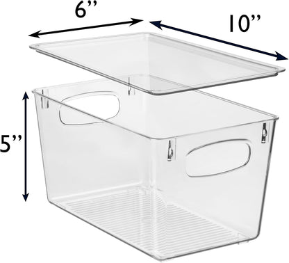 ClearSpace Pantry Storage Bins with Lids for Kitchen & Fridge, 6 Pack
