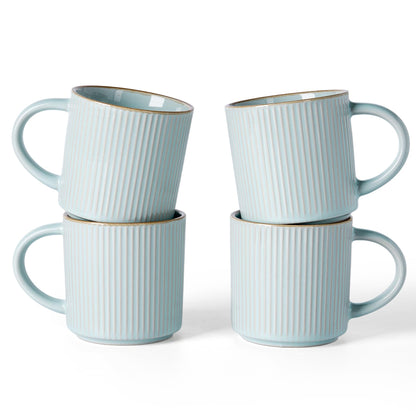 famiware Coffee Mug Set of 4, Star 12 oz Ceramic Mugs Cups Set with Handle
