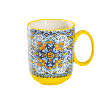 HENXFEN LEAD 14 oz Boho Ceramic Coffee Mug & Tea Cup - Midnight Blue