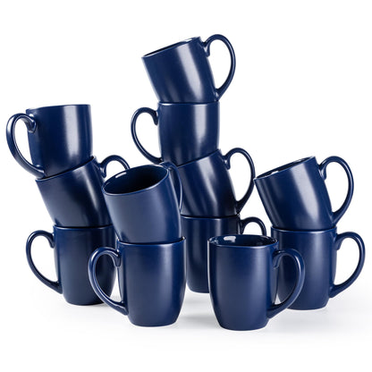 AmorArc 12oz Coffee Mugs Set of 12, Ceramic Coffee Cups Set-Matte Blue
