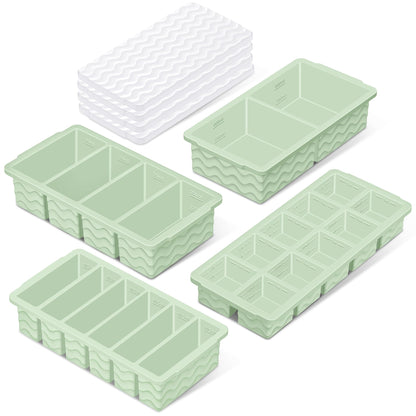 Ice Cube Tray with Lid (4-Pack), 2 Tbsp Large Silicone Freezer Molds, Perfect for Coffee Whiskey Cocktail Ice Making, Stackable Freezer Containers for Storing Sauce, Garlic, Herbs, Ginger