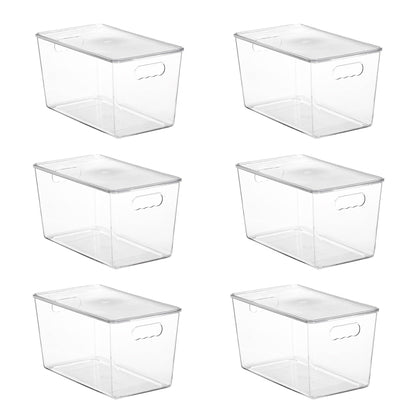 Vtopmart 4 Pack Clear Stackable Storage Bins with Lids and Handles, XLarge