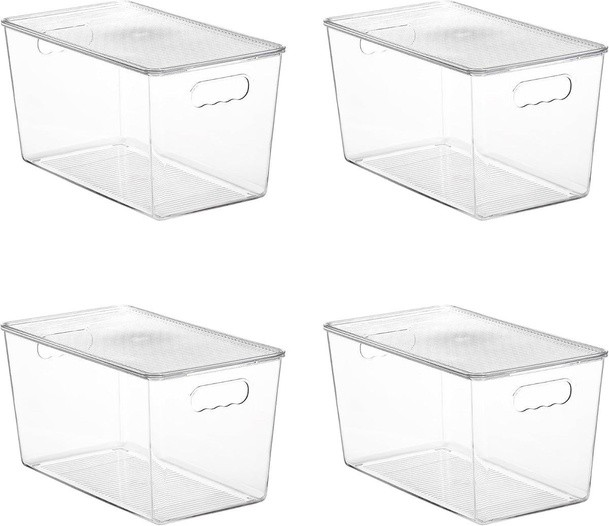 Vtopmart 4 Pack Clear Stackable Storage Bins with Lids and Handles, XLarge