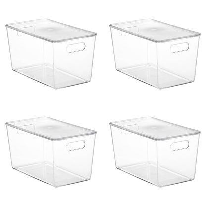 Vtopmart 4 Pack Clear Stackable Storage Bins with Lids and Handles, Large
