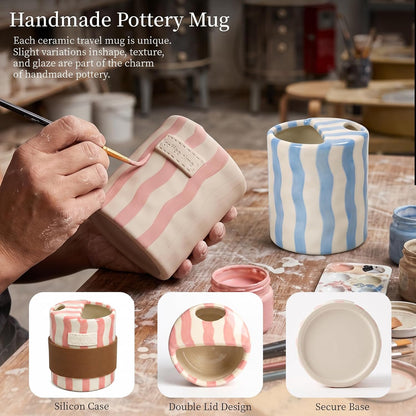Ceramic Coffee Mug 2 Pack, 12oz Ceramic Coffee Cup with Sip Hole
