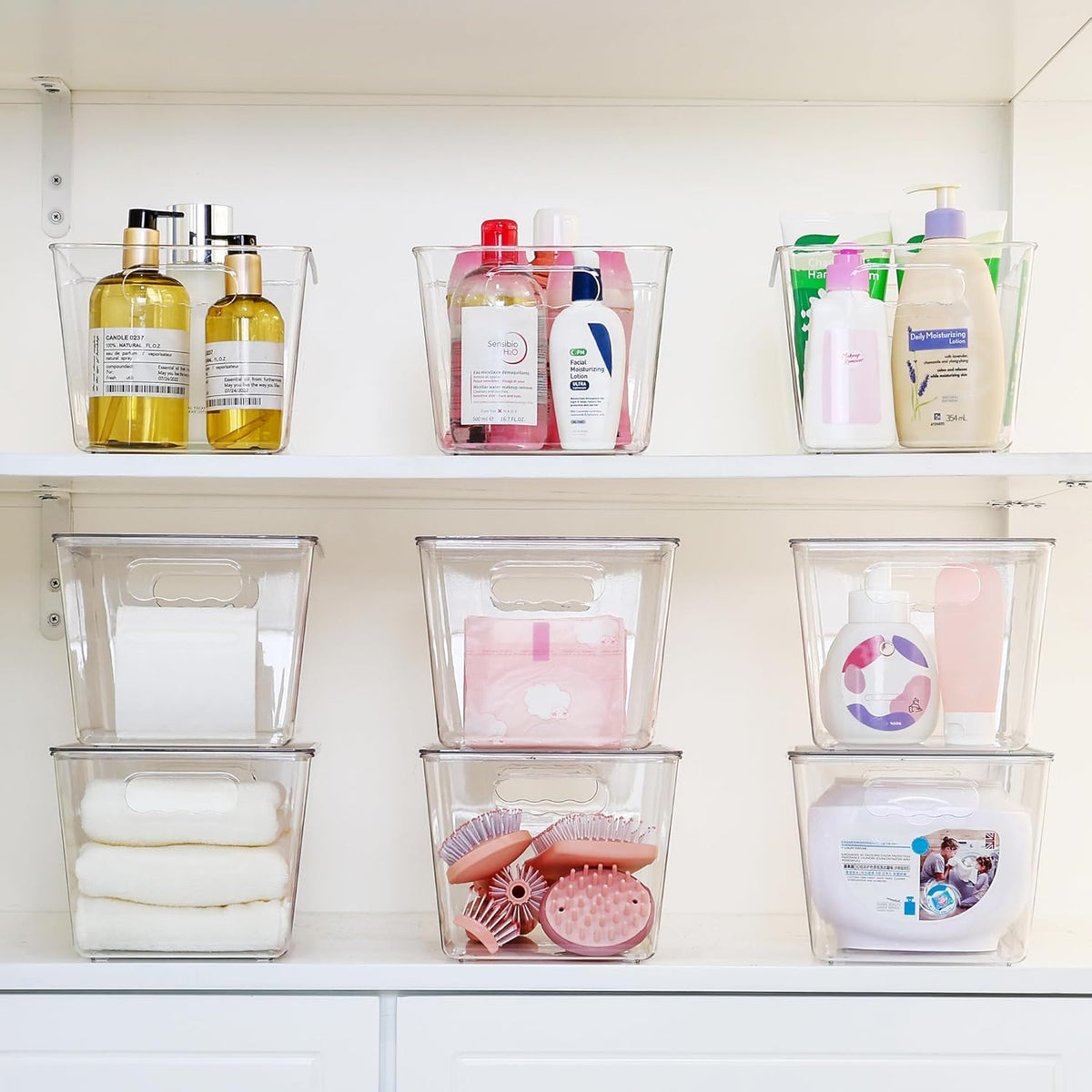 Vtopmart 2 Pack Clear Stackable Storage Bins with Lids and Handles, Large