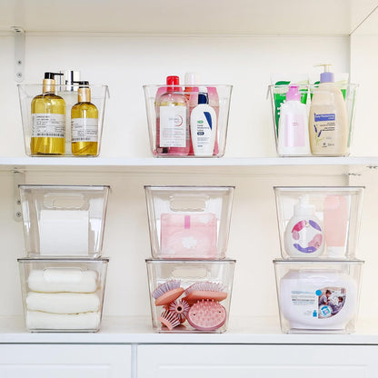 Vtopmart 2 Pack Clear Stackable Storage Bins with Lids and Handles, Large