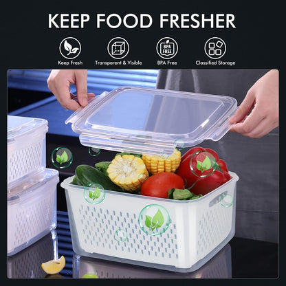 HOTEC 5-Pack Fruit Storage Container for Fridge, Food Storage Containers