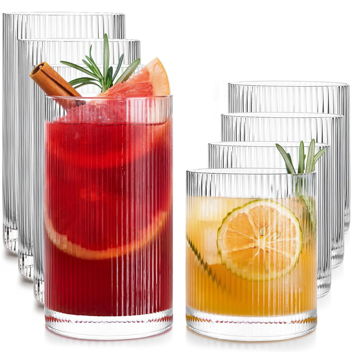 Drinking Water Glass Cups Set,Crystal Highball Glasses cups set of 6,16oz