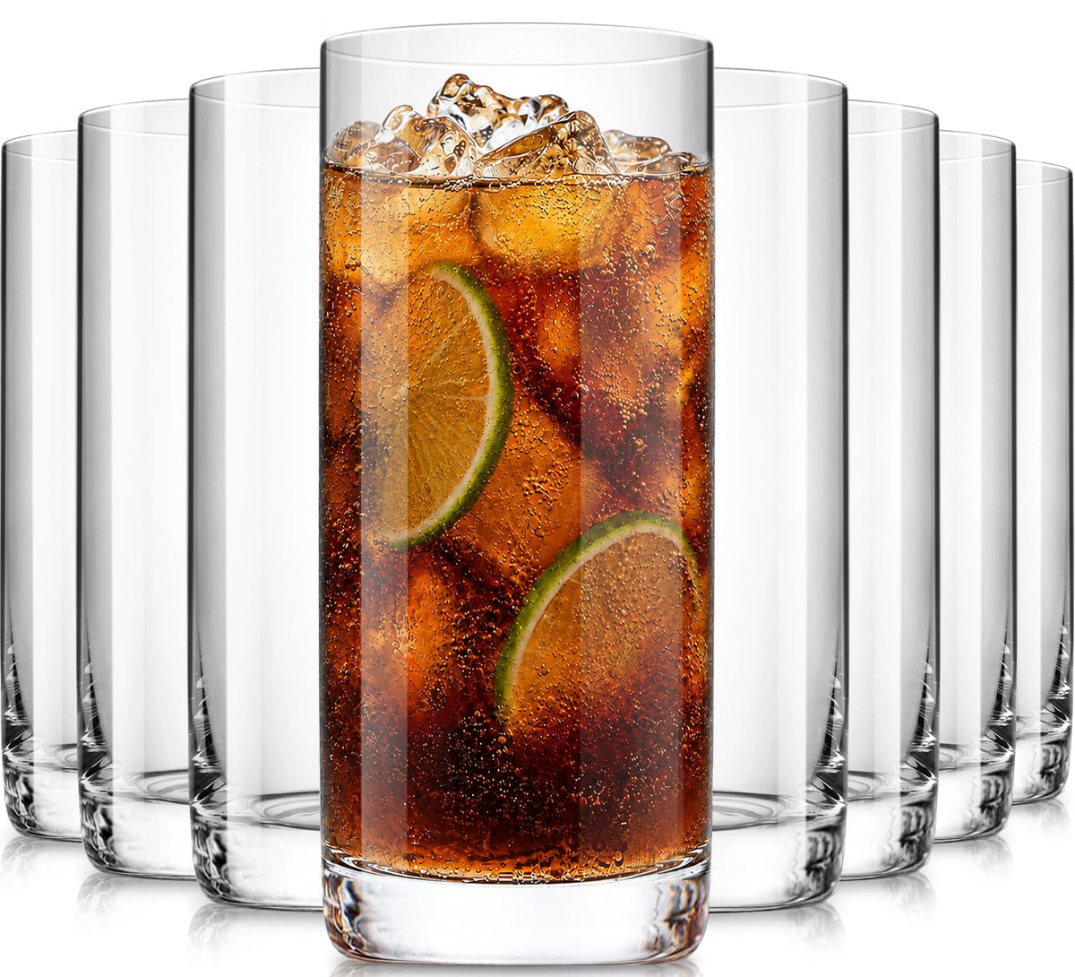 Drinking Water Glass Cups Set,Crystal Highball Glasses cups set of 6,16oz