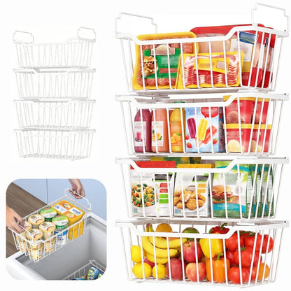 Goovilla Freezer Organizer Bins for 5-7 Cu.FT Chest Freezer, 4 Pack Black
