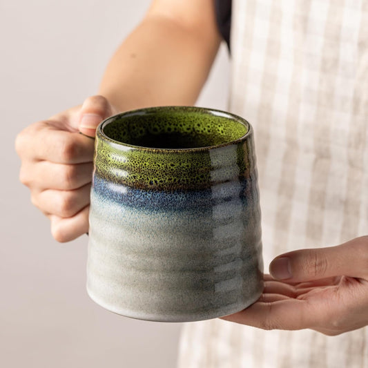 15.5oz Large Heavyweight Ceramic Mug, Reactive (Light Green)