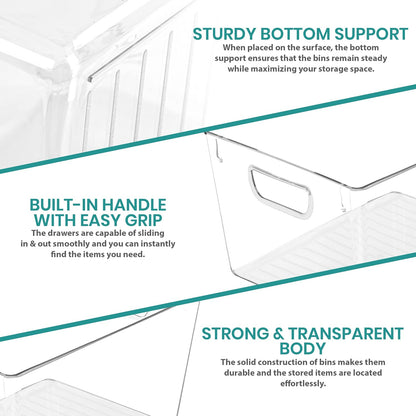 Utopia Kitchen Pantry Organizers and Storage Bins, 6 Pack, Large, Clear