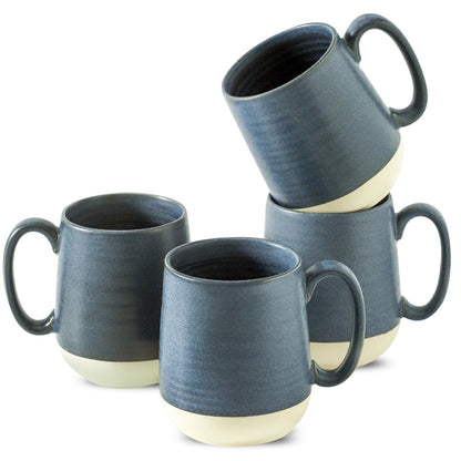 HASENSE Coffee Mugs Set of 4, 15oz Ceramic Coffee Cups with Handle, Two-Tone Design for Cappuccino Latte Tea, Large Microwave Dishwasher SafeMug Set, Housewarming Gift, Creamy White