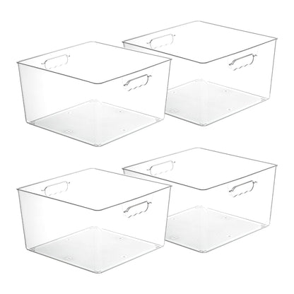 Vtopmart 4 Pack Extra Large Clear Storage Bins, 11x11 Cube Organizer